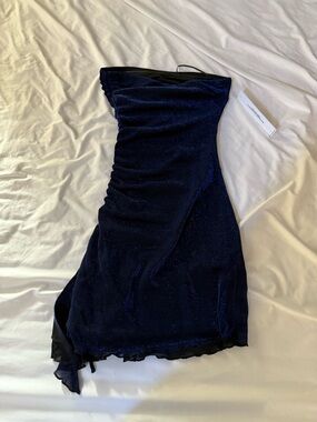 NWT Princess Polly Navy Sparkle Donelli Mini Dress w slit